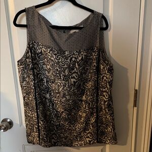 LOFT Black and White Floral Blouse